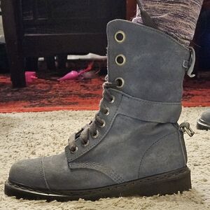 Dr. Martens Baby Blue Suede Lace-Up Boots